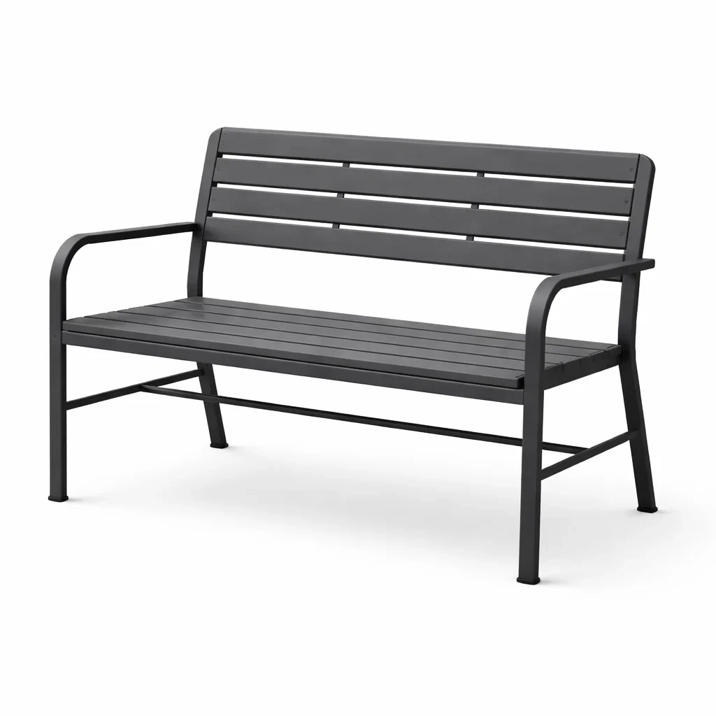 Panchina da esterno in metallo nero-LUXEOASISVIBES
