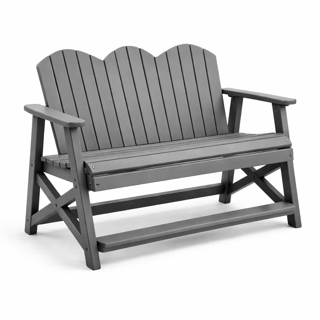 Panchina da giardino in legno grigio-LUXEOASISVIBES