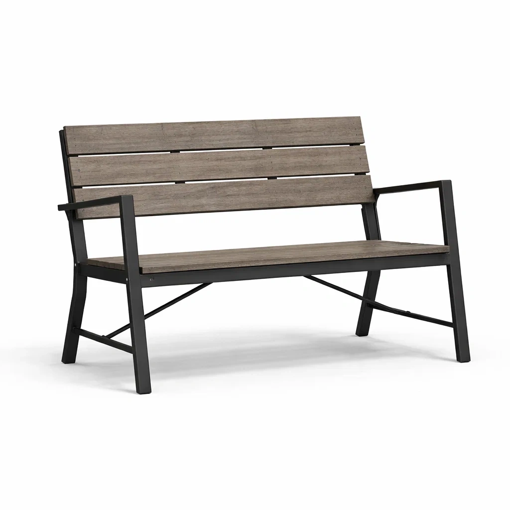 Panchina da giardino in legno e metallo-LUXEOASISVIBES