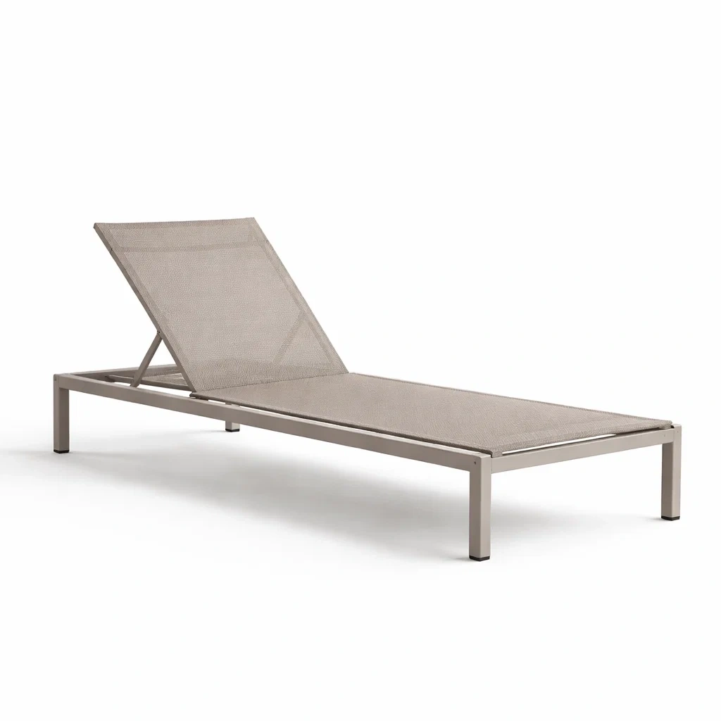 Sdraio in alluminio e textilene beige-LUXEOASISVIBES