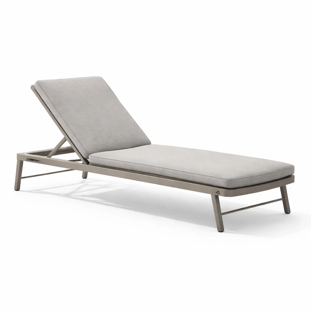 Sdraio in alluminio grigio con cuscino imbottito-LUXEOASISVIBES