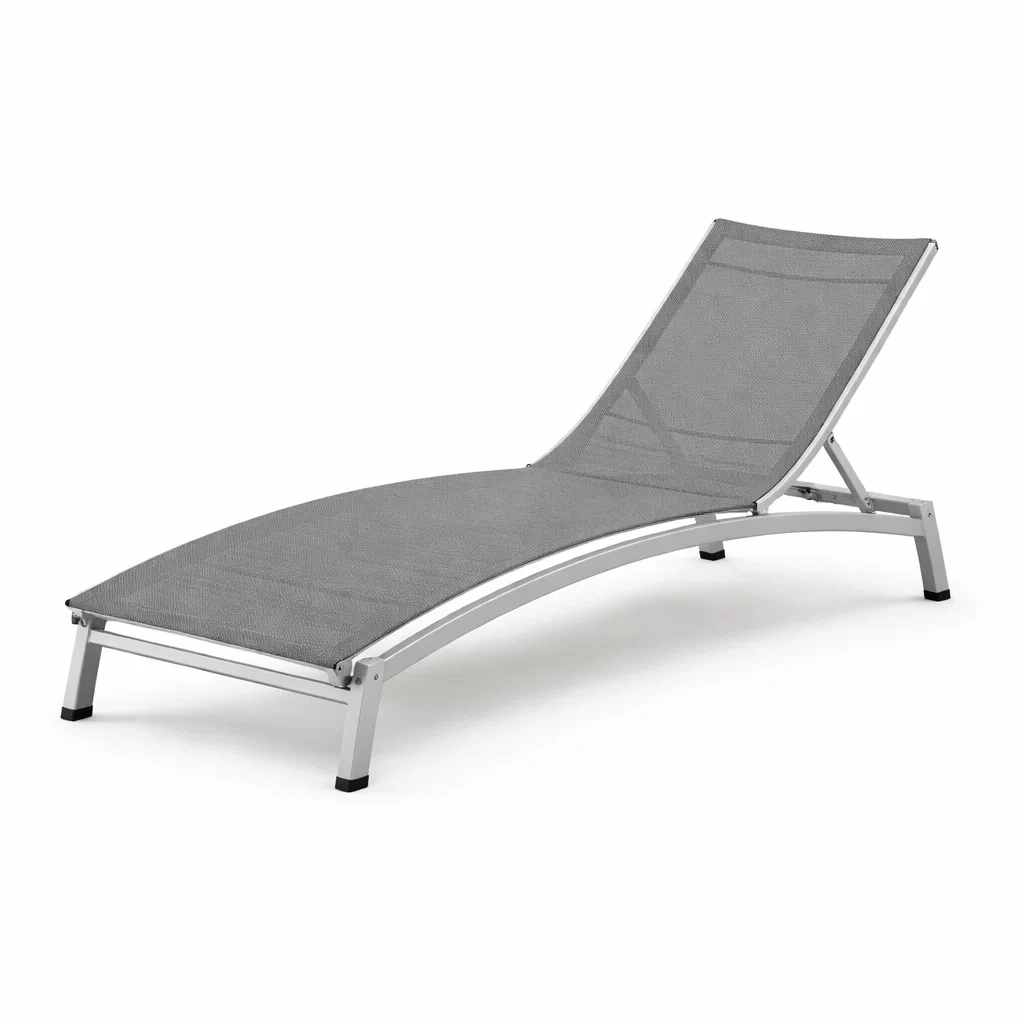 Sdraio in alluminio e textilene grigio-LUXEOASISVIBES