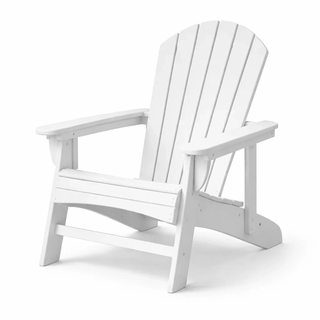 Sedia adirondack da esterni in legno bianco-LUXEOASISVIBES