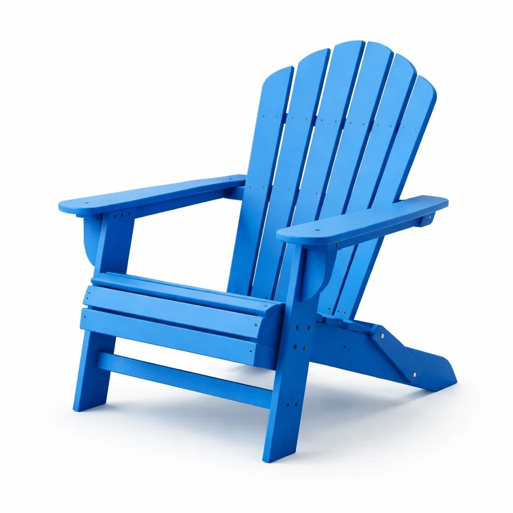 Sedia adirondack in legno blu per esterni-LUXEOASISVIBES
