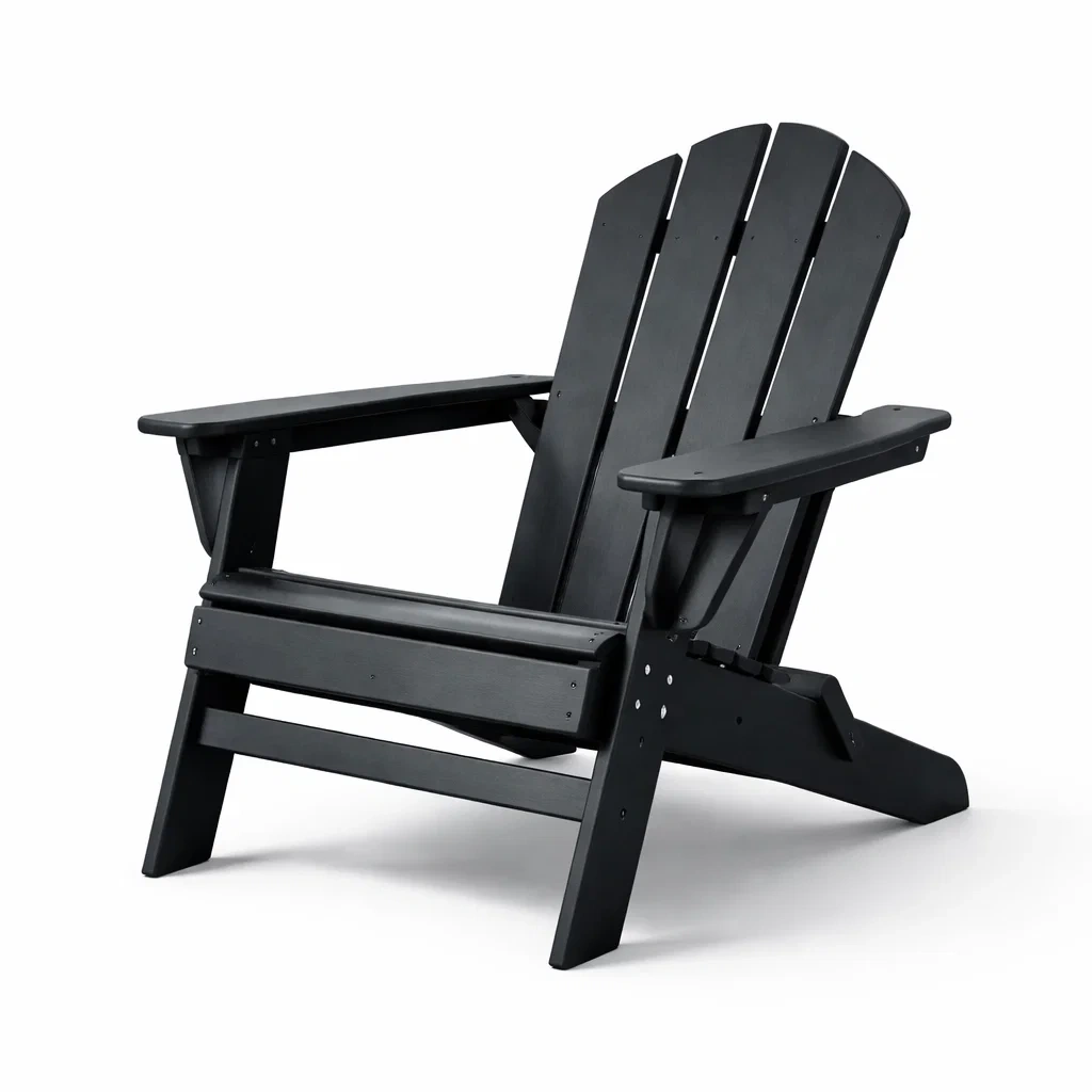 Sedia adirondack in plastica nera-LUXEOASISVIBES