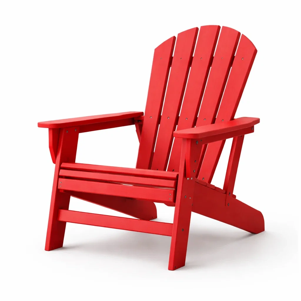 Sedia adirondack in legno massello rosso-LUXEOASISVIBES