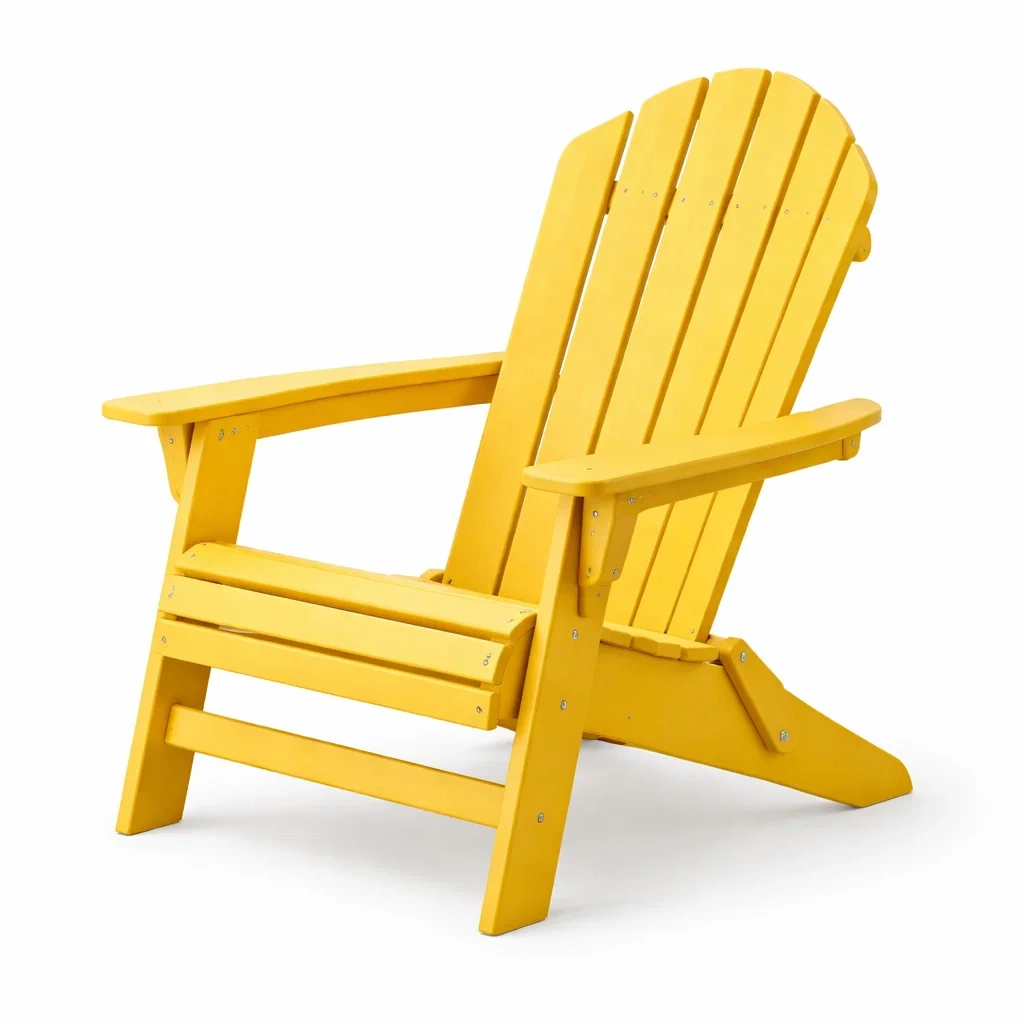Sedia adirondack in legno verniciato giallo-LUXEOASISVIBES