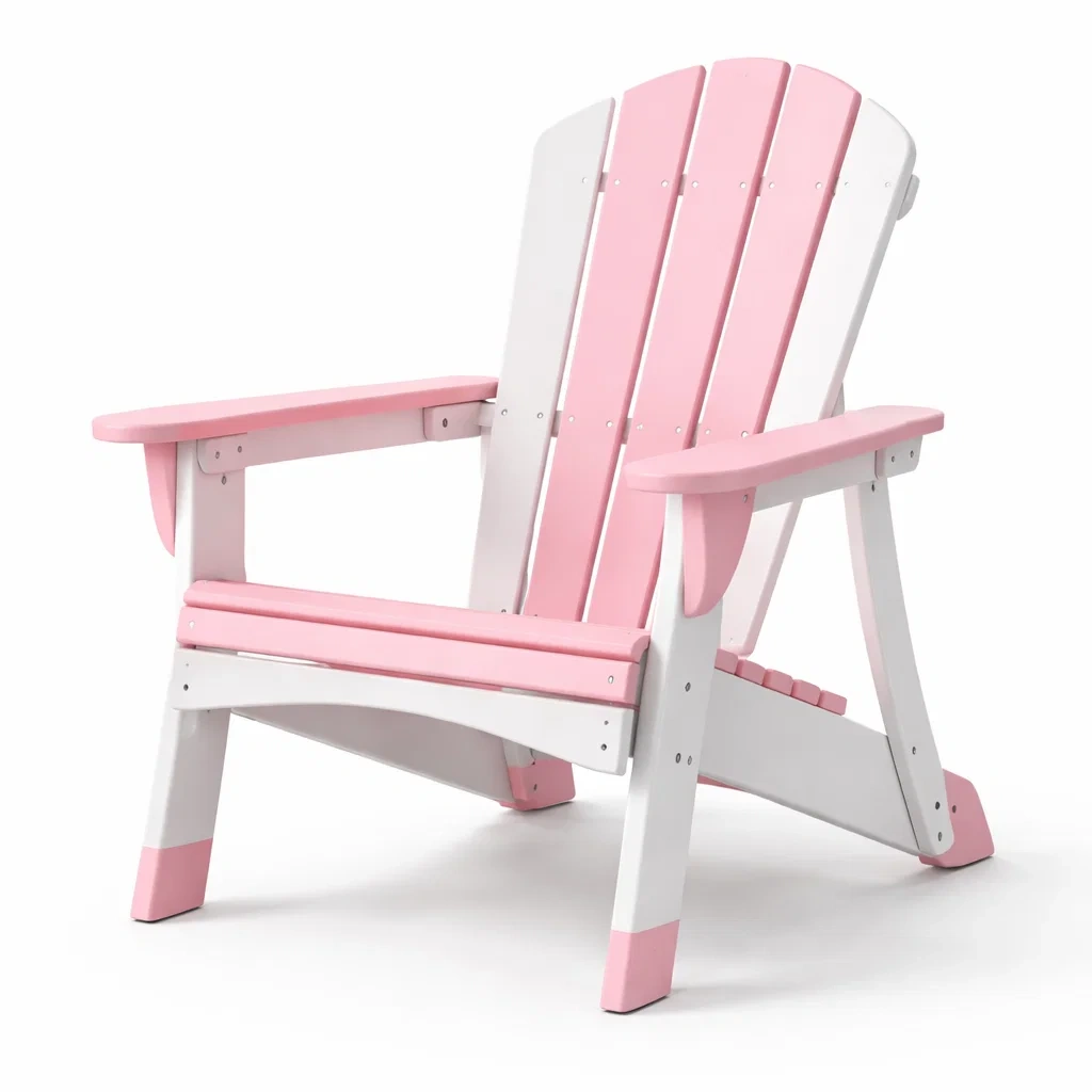 Sedia adirondack in plastica hdpe rosa e bianca-LUXEOASISVIBES