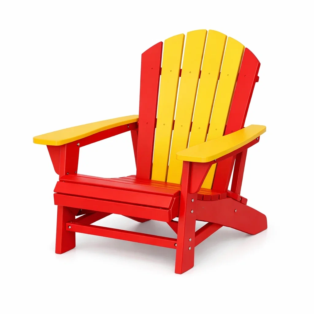 Sedia adirondack per bambini in plastica rosso giallo-LUXEOASISVIBES
