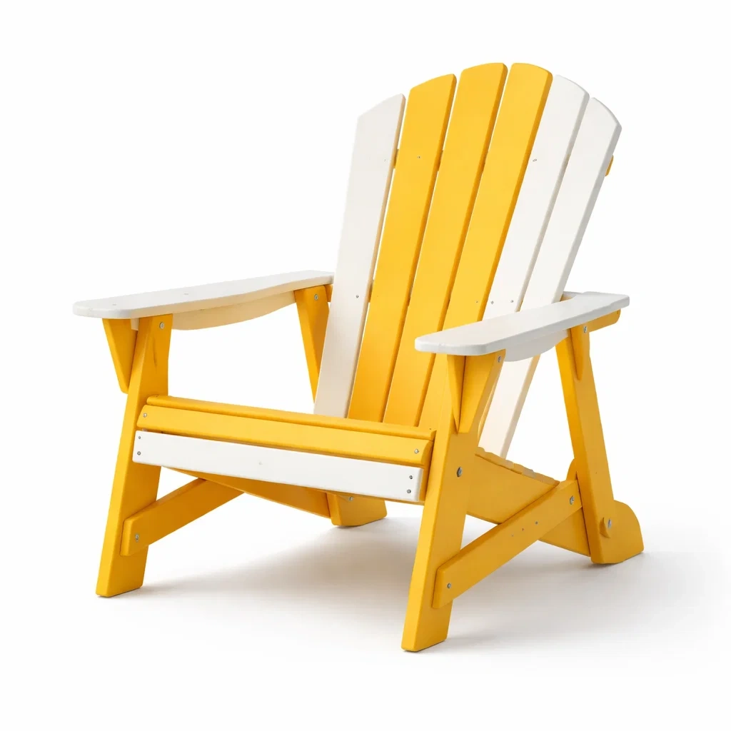 Sedia adirondack da esterno in polietilene giallo e bianco-LUXEOASISVIBES