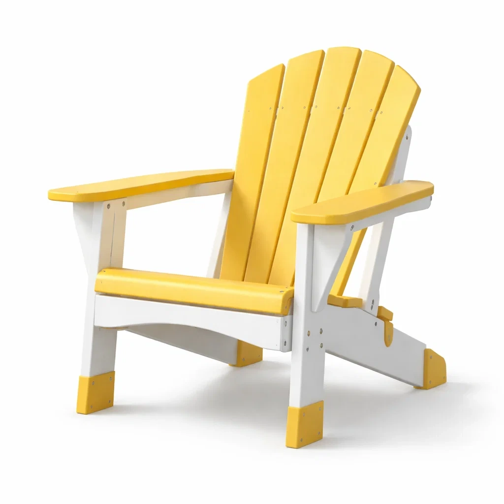 Sedia adirondack in plastica giallo e bianco-LUXEOASISVIBES