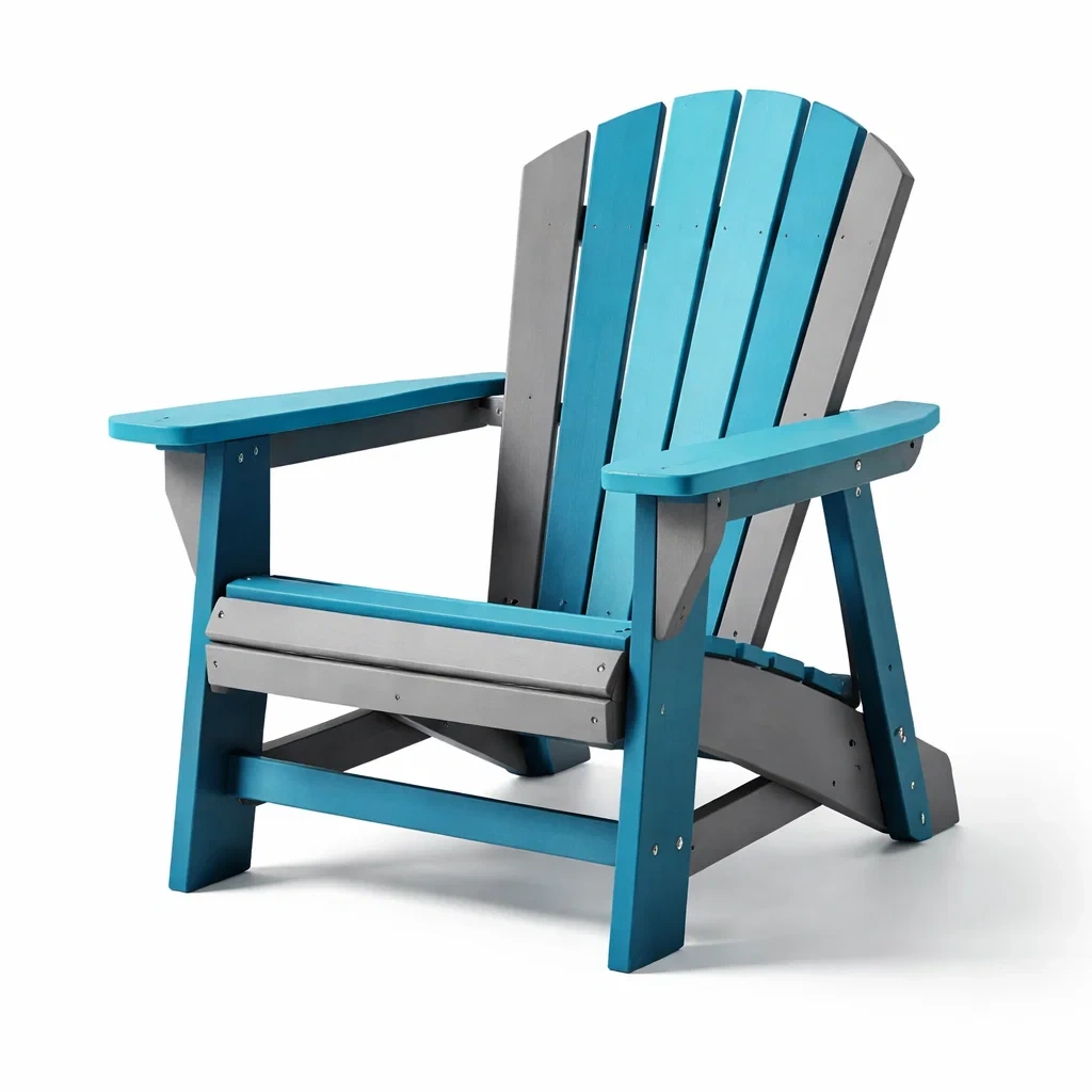 Sedia adirondack in plastica blu e grigio per esterni-LUXEOASISVIBES