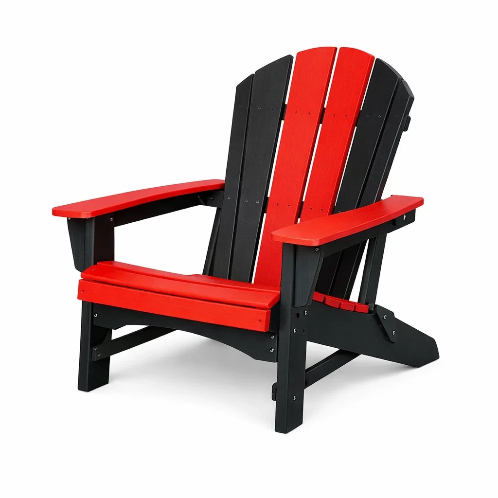 Sedia adirondack in legno composito nero e rosso-LUXEOASISVIBES