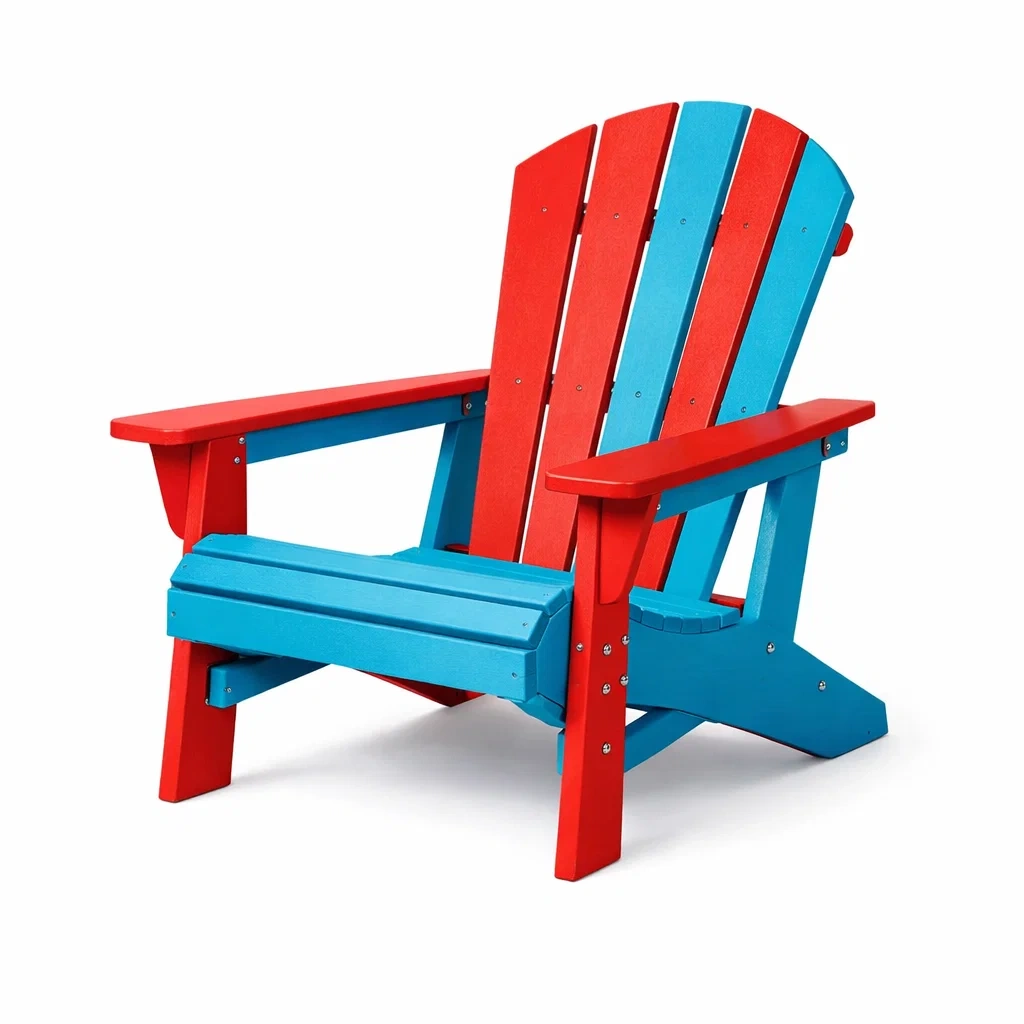 Sedia adirondack in plastica blu rossa per bambini-LUXEOASISVIBES