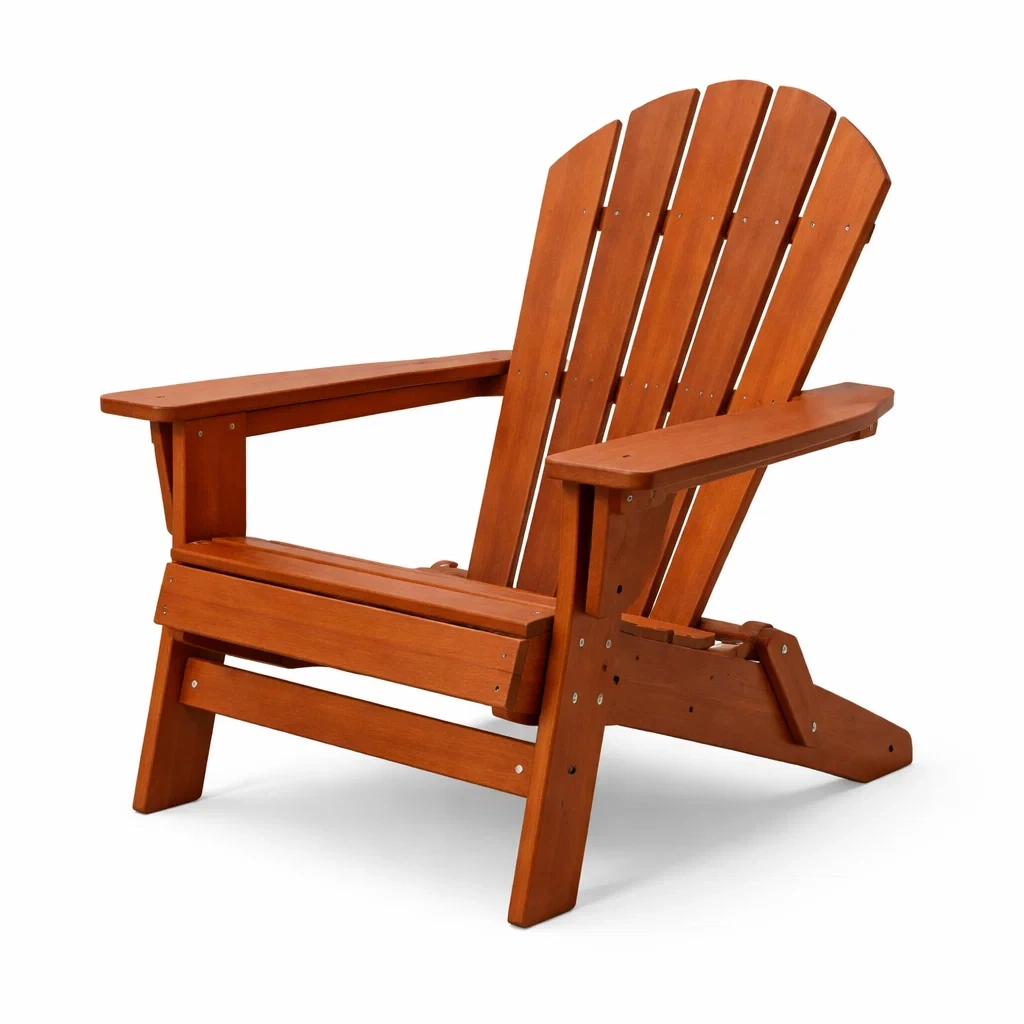 Sedia adirondack in legno massello marrone per esterni-LUXEOASISVIBES