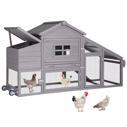 Wooden Chicken Coop on Wheels AIR23, Backyard Chicken Cage for 2-3 Hens