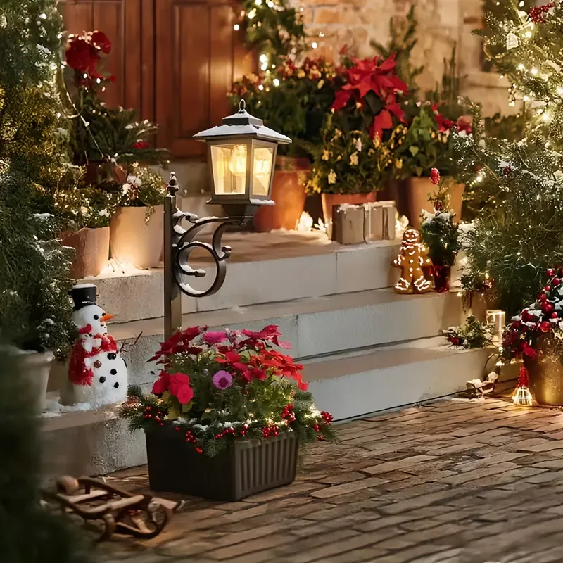 Spring Sale💥Solar Post Light With Planter, Room Decor For Easter Wedding Decorations, Black Post Light, 2 In 1 Outdoor Solar Post Light For Porch Front Door Patio Roadside Decoration