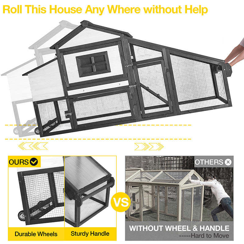 Wooden Chicken Coop on Wheels AIR23, Backyard Chicken Cage for 2-3 Hens