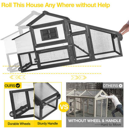 Wooden Chicken Coop on Wheels AIR23, Backyard Chicken Cage for 2-3 Hens