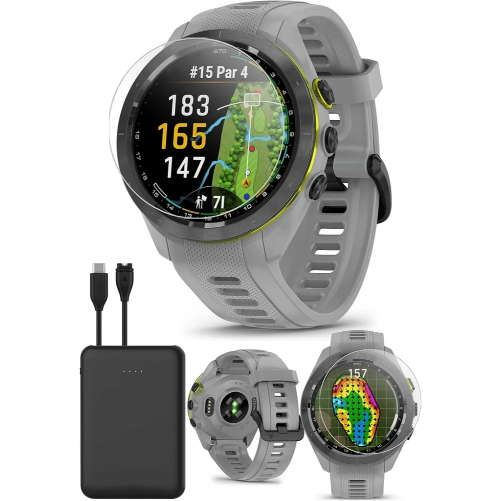 ⊙Spring Sale⛳S70 (White, 42mm) Golf GPS Watch Bundle