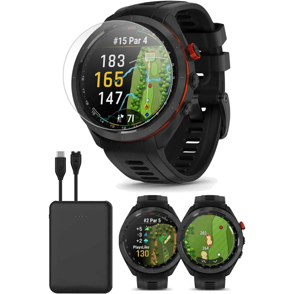 ⊙Spring Sale⛳S70 (White, 42mm) Golf GPS Watch Bundle