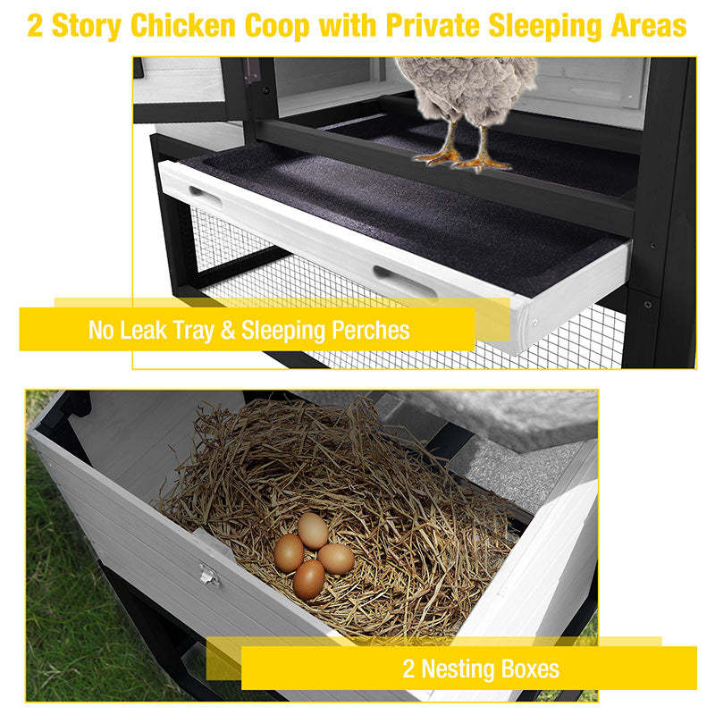 Wooden Chicken Coop on Wheels AIR23, Backyard Chicken Cage for 2-3 Hens