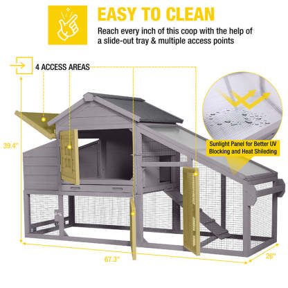 Wooden Chicken Coop on Wheels AIR23, Backyard Chicken Cage for 2-3 Hens