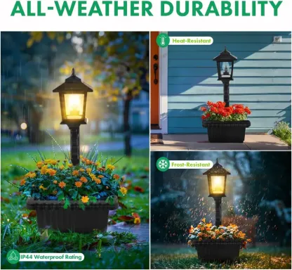 Spring Sale💥Solar Post Light With Planter, Room Decor For Easter Wedding Decorations, Black Post Light, 2 In 1 Outdoor Solar Post Light For Porch Front Door Patio Roadside Decoration