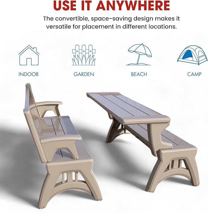Convert-a-Bench Gen II XL Designer Series Bench-to-Table  Modern Outdoor Patio Furniture Stool Chairs