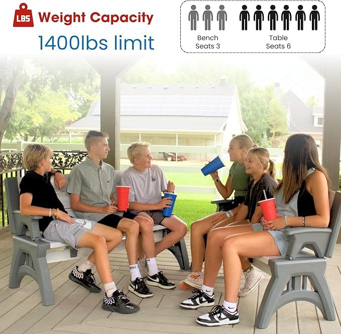 Convert-a-Bench Gen II XL Designer Series Bench-to-Table  Modern Outdoor Patio Furniture Stool Chairs
