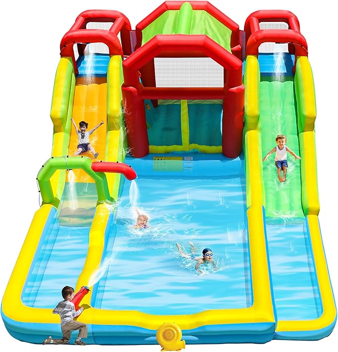 🔥 Limited-Time Deal – Save Up To 80% !Inflatable Water Slide Park for Party Fun,15x15FT,Big Splash Pool