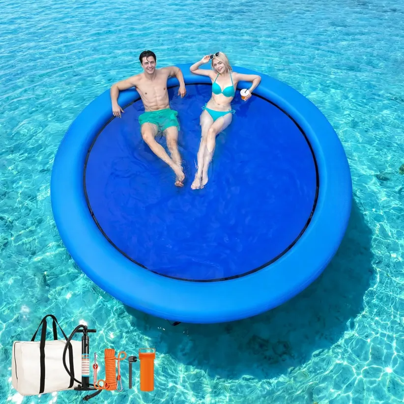 🔥 Limited-Time Deal – Save Up To 80% !（8/10/12 FT）Inflatable Water Hammock Round Floating Ring,Floating Dock Pool Lake Floats for Adults