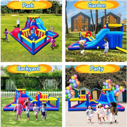 🔥 Limited-Time Deal – Save Up To 80% !Inflatable Water Slide Park for Party Fun,15x15FT,Big Splash Pool
