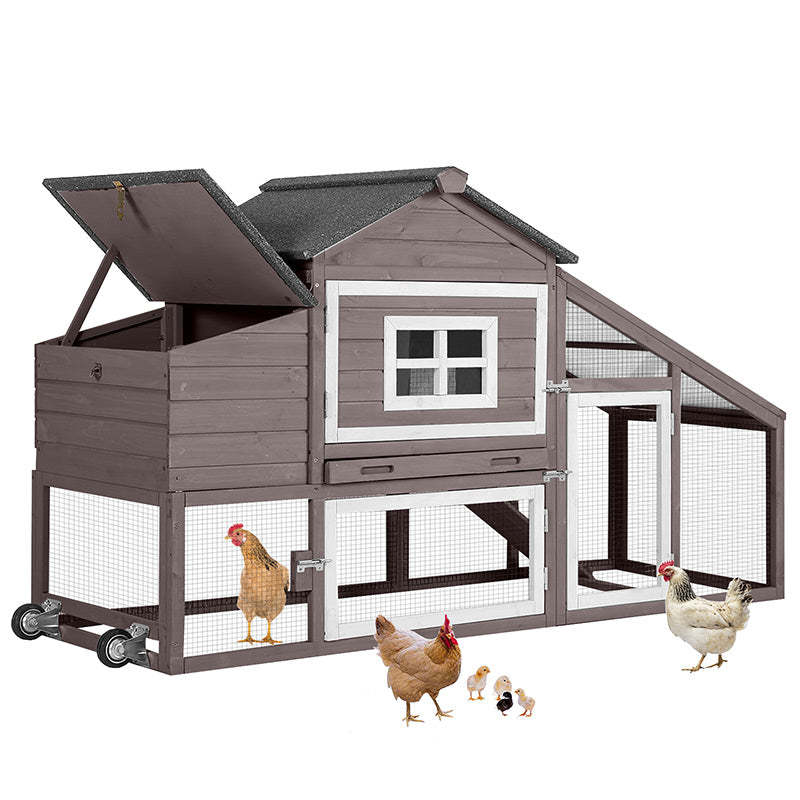 Wooden Chicken Coop on Wheels AIR23, Backyard Chicken Cage for 2-3 Hens