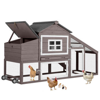 Wooden Chicken Coop on Wheels AIR23, Backyard Chicken Cage for 2-3 Hens