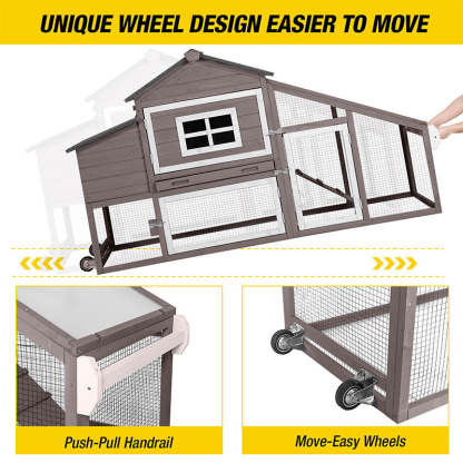 Wooden Chicken Coop on Wheels AIR23, Backyard Chicken Cage for 2-3 Hens