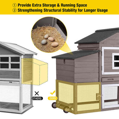 Wooden Chicken Coop on Wheels AIR23, Backyard Chicken Cage for 2-3 Hens