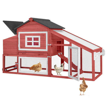 Wooden Chicken Coop on Wheels AIR23, Backyard Chicken Cage for 2-3 Hens