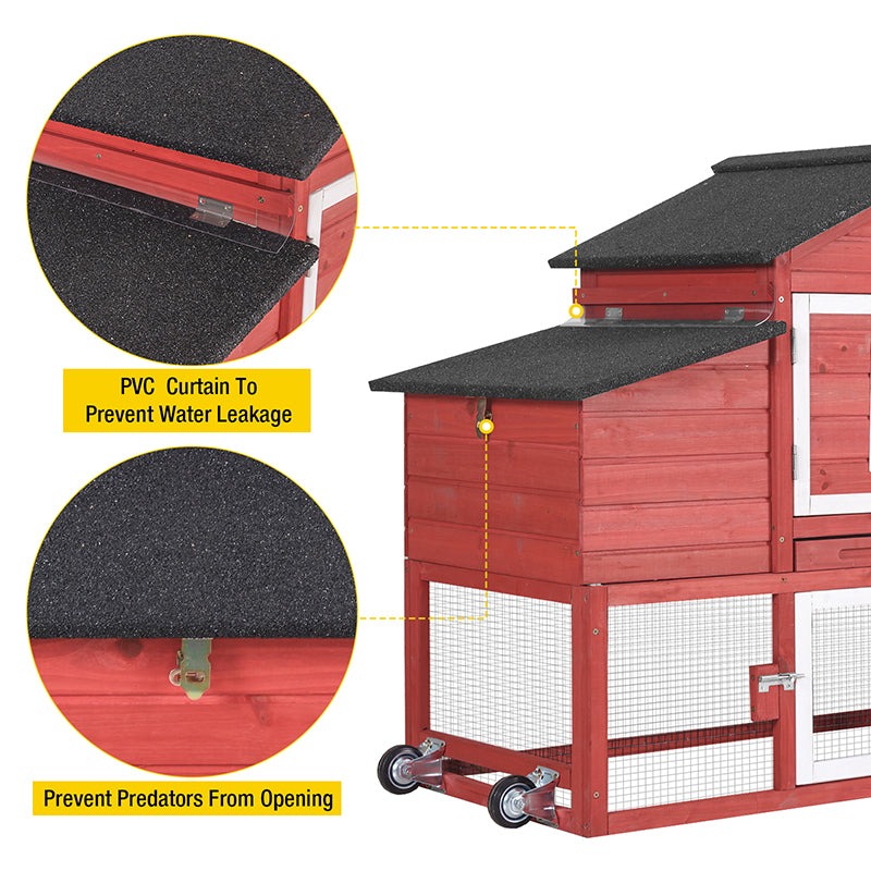 Wooden Chicken Coop on Wheels AIR23, Backyard Chicken Cage for 2-3 Hens
