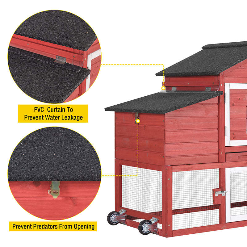 Wooden Chicken Coop on Wheels AIR23, Backyard Chicken Cage for 2-3 Hens