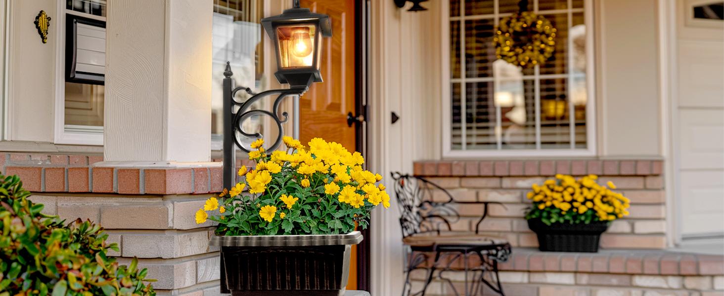 Hoodink 1/2 Pcs Solar Post Light With Planter, Room Decor For Easter Wedding Decorations, Black Post Light, 2 In 1 Outdoor Solar Post Light For Porch Front Door Patio Roadside Decoration Hoodink 1/2 Pcs Solar Post Light With Planter, Room Decor For Easter Wedding Decorations, Black Post Light, 2 In 1 Outdoor Solar Post Light For Porch Front Door Patio Roadside Decoration