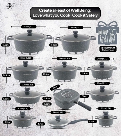 🔥Flash sale-Save Up To 80%🔥Cookware Set 29 Pieces Non Stick Multi Layer Granite Coating