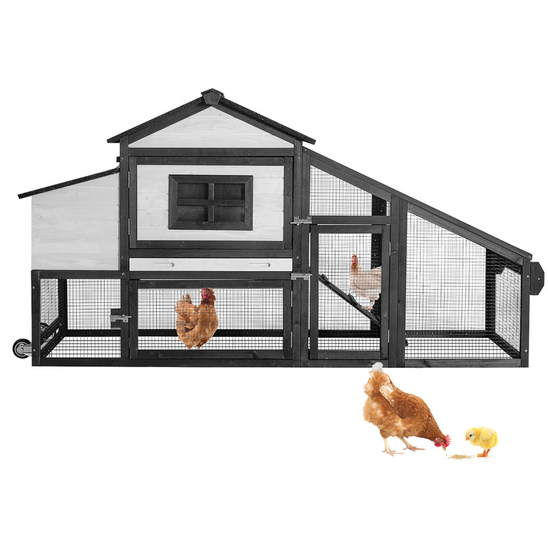 Wooden Chicken Coop on Wheels AIR23, Backyard Chicken Cage for 2-3 Hens