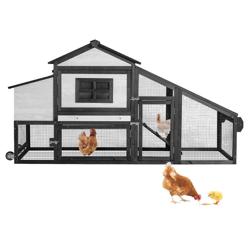 Wooden Chicken Coop on Wheels AIR23, Backyard Chicken Cage for 2-3 Hens