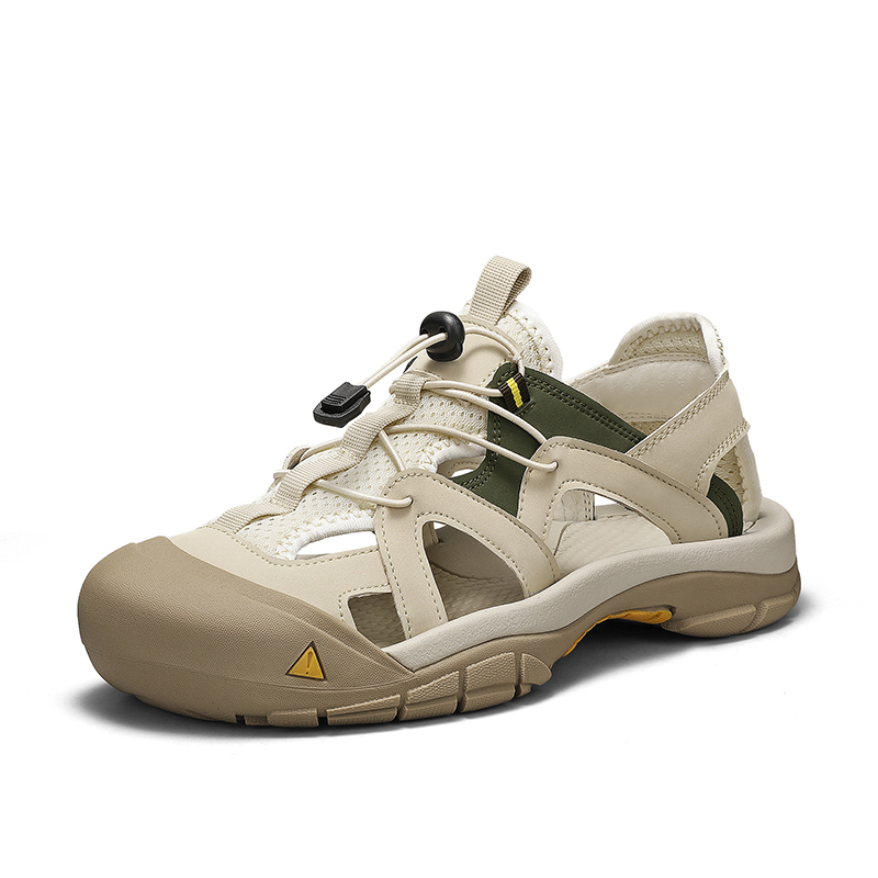  🔥Last Day 70% OFF🔥Men's Hand-Stitched Closed-Toe Leather Sandals, Breathable Hollow Out Roman Style Summer Shoes