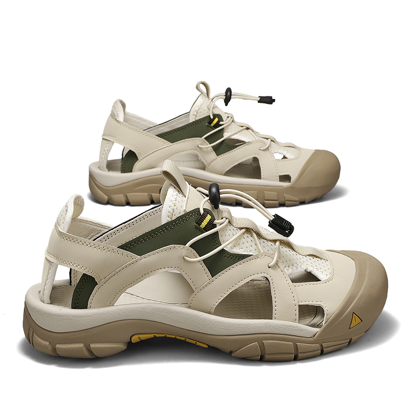  🔥Last Day 70% OFF🔥Men's Hand-Stitched Closed-Toe Leather Sandals, Breathable Hollow Out Roman Style Summer Shoes