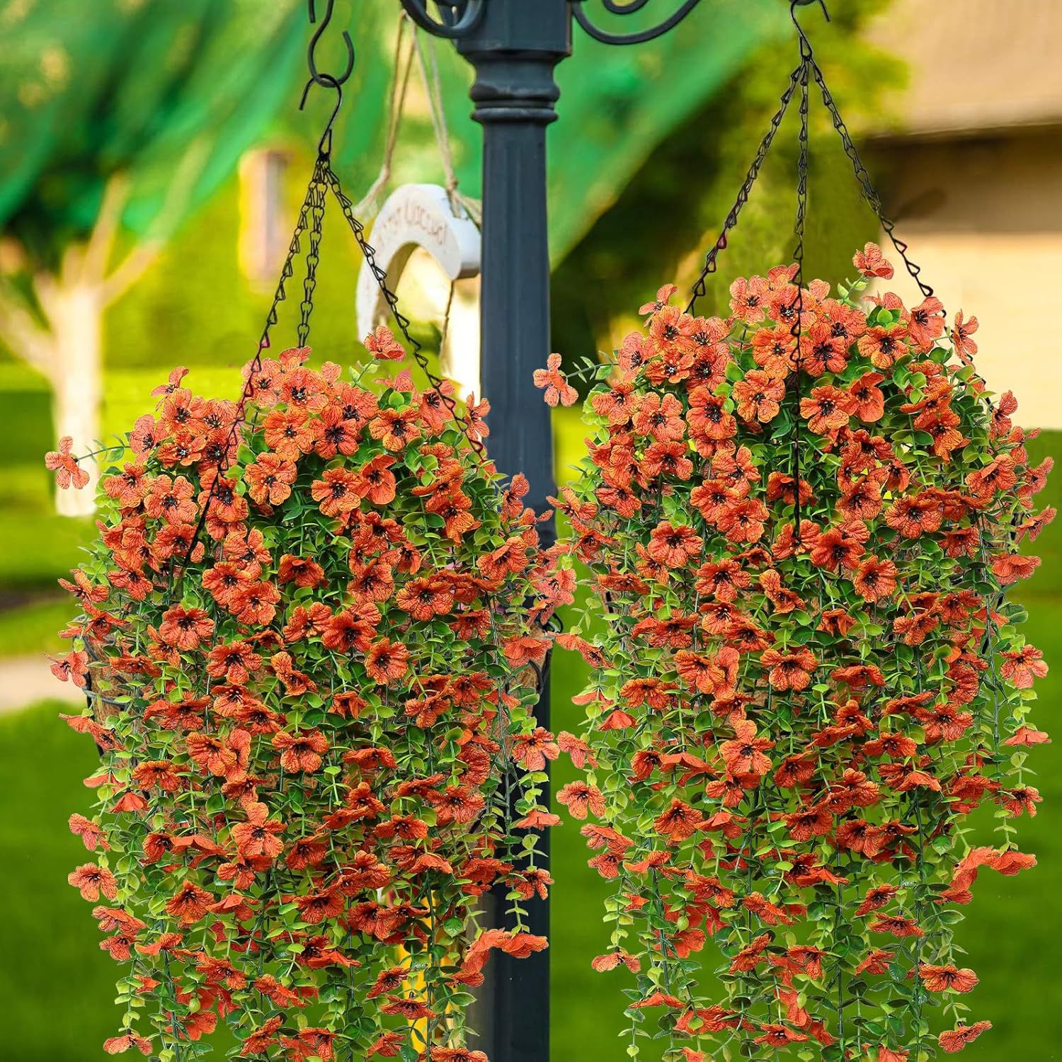 Outdoor UV-resistant eucalyptus and violet arrangement—suitable for home gardens, walls, porches, and party decorations.