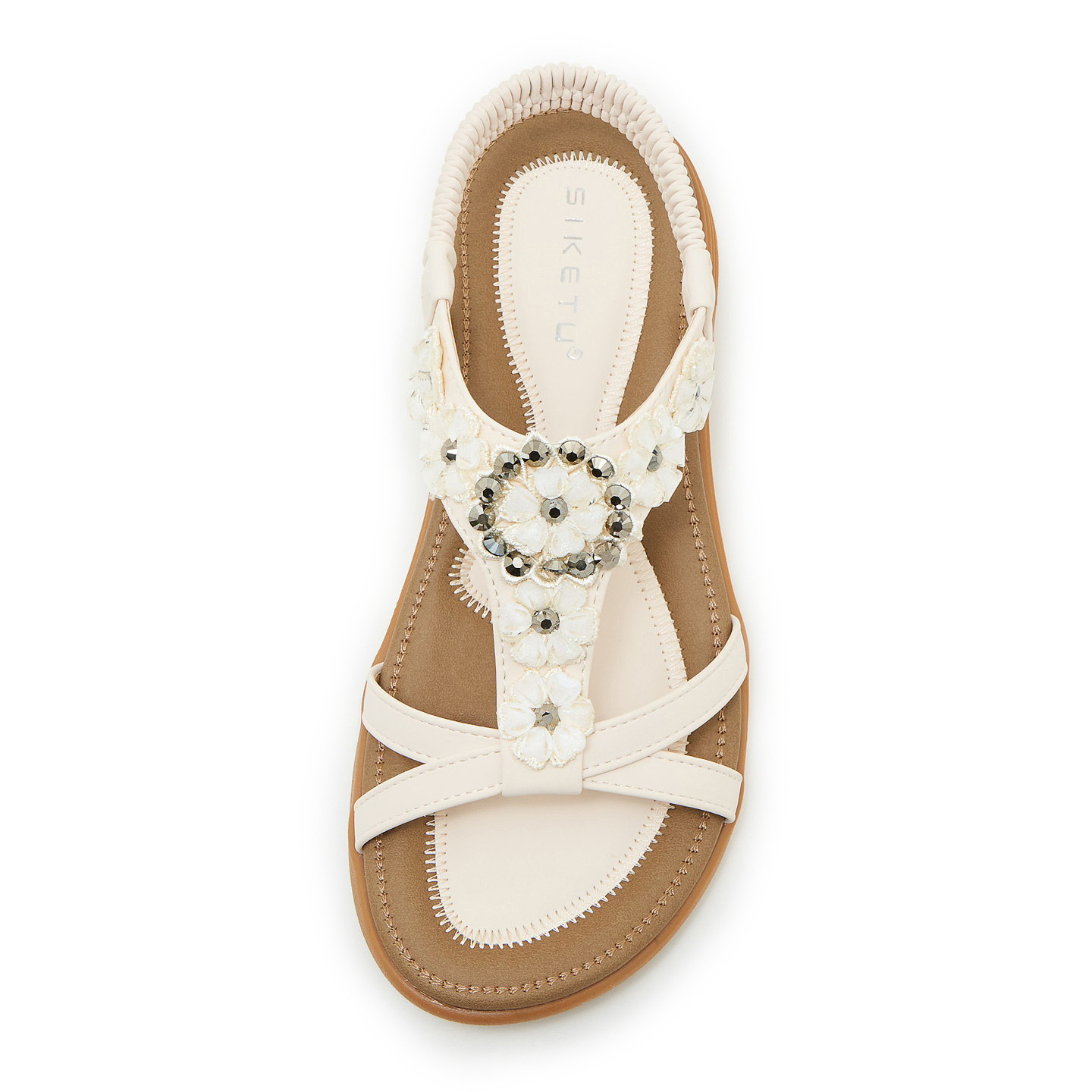  🔥Last Day 70% OFF🔥 Women's 2026 Bohemian Floral Rhinestone Sandals, Elastic Ankle Strap Comfortable Non-Slip Summer 