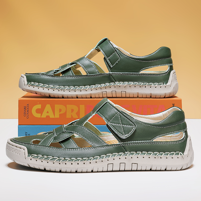 ✨ 2026 New Trendy Design：Chic closed-toe Roman style , perfect for summer fashion，Lightweight Non-Slip Summer Flat Shoes