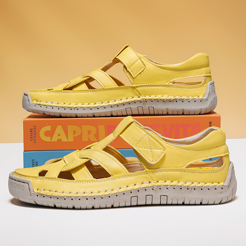 ✨ 2026 New Trendy Design：Chic closed-toe Roman style , perfect for summer fashion，Lightweight Non-Slip Summer Flat Shoes